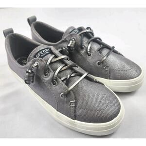NEW Sperry Womens Size 8 M Crest Vibe Sneakers Silver Low Top Lace Up Casual